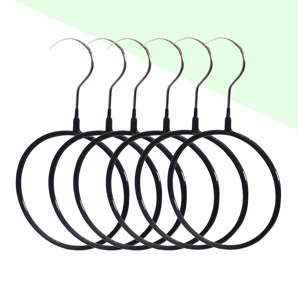 5Pcs Tough Stainless Steel Closet Hangers Round PVC Covered for Belts Ties Scarves Space Saving Organizer Black