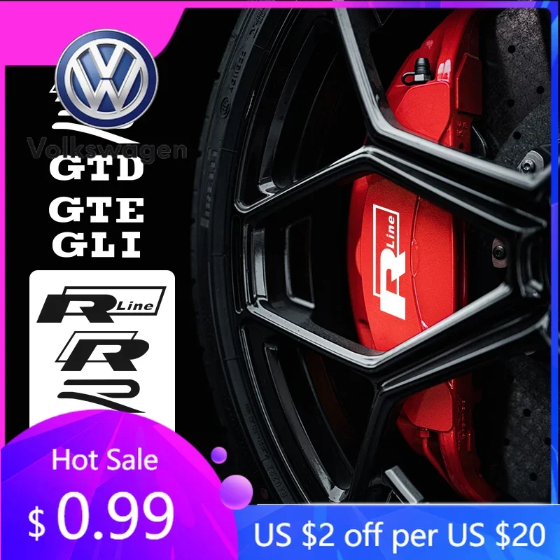 

For VW Volkswagen Jetta MK5 Golf 1set Car Brake Caliper Sticker Heat Resistant Decal For Volkswagen Tiguan Bora POLO PASSAT CC T