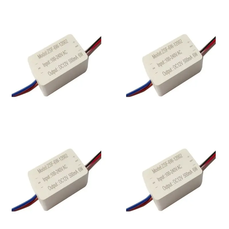 

【ЭФФЕКТИВНЫЙ】4X LED-драйвер для лампы в шкафу, постоянный ток, постоянное напряжение, AC100-240V до DC12V, 6W, источник питания 500 мА, низковольтный.