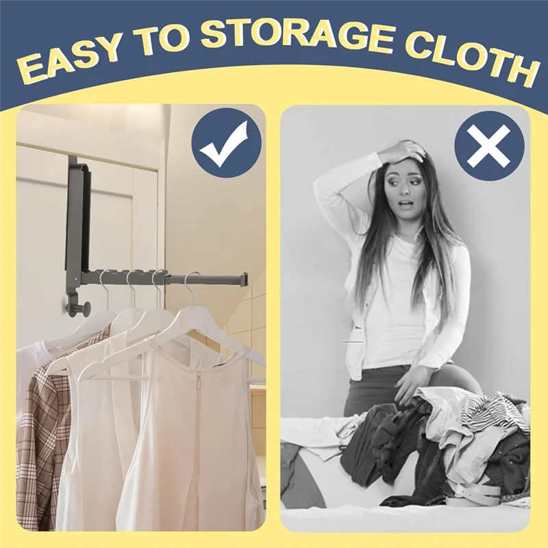 Hot Selling-Over The Door Hooks Hanger 2 Pack,Adjustable Over The Door Drying Rack For Laundry,Foldable Drying Over Door Towel R