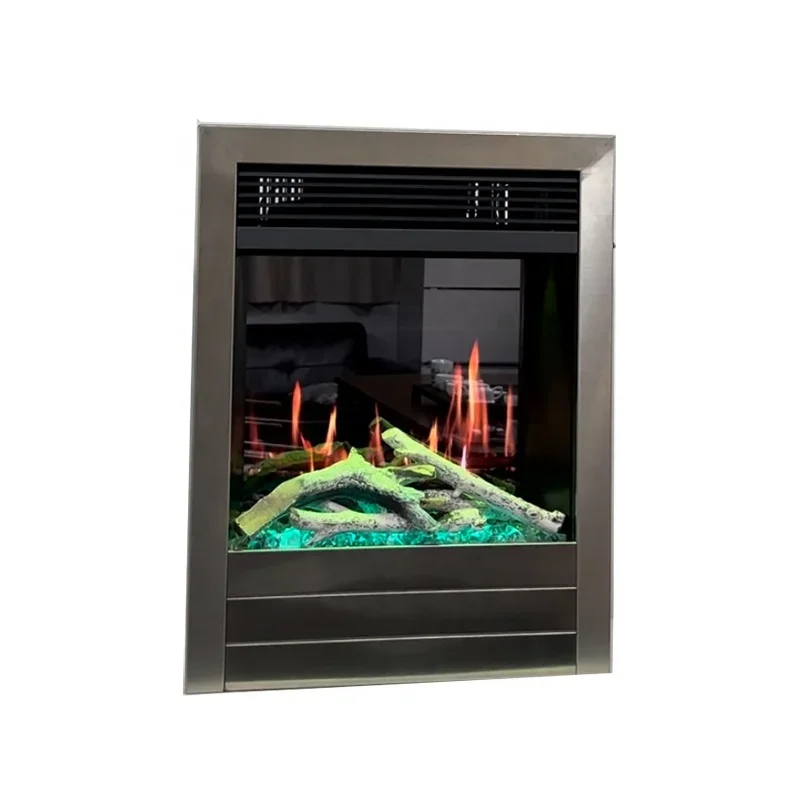 Luxury Real Flame Technology Realistic Flame  Built-In Electric Fireplace Heater LCD Virtual Electric Stove with Sparks 19 inch