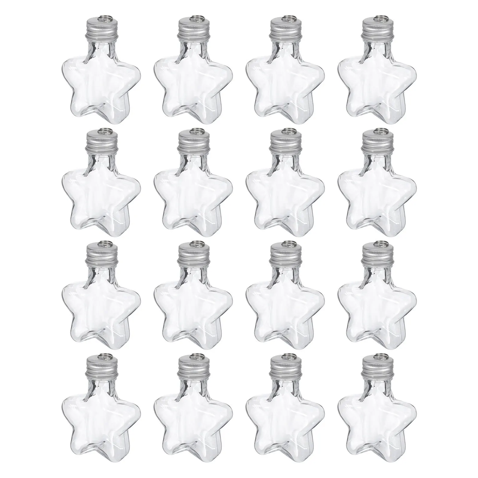 

16Pcs Star Shaped Refillable Candy Jars Plastic Christmas Tree Hanging Bottles Holiday Treat Containers Party Supplies
