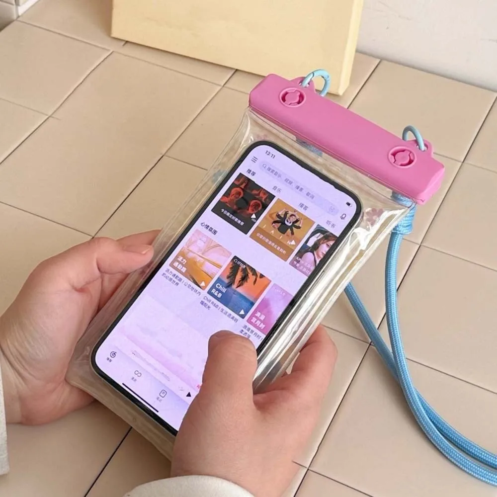Adjustable Strap Waterproof Phone Pouch Lightweight Cartoon Animal Printed Crossbody Dry Bag ABS Solid Color view 3
