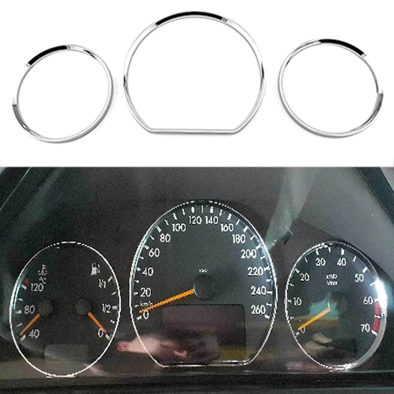 3Pcs Gauge Dial Dash Cluster Rings Dashboard Cover Bezel Trim For Mercedes Benz W210 W208 2000-2002 Spare Parts Accessories