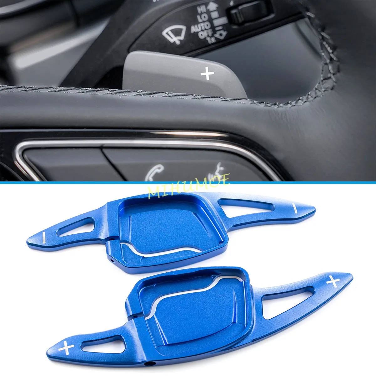 For 2019+ Audi A3 A4 S4 B9 A5 A6 C8 A7 Aluminum Steering Wheel Paddle Shifter Extension Gear Shift Trims Blue