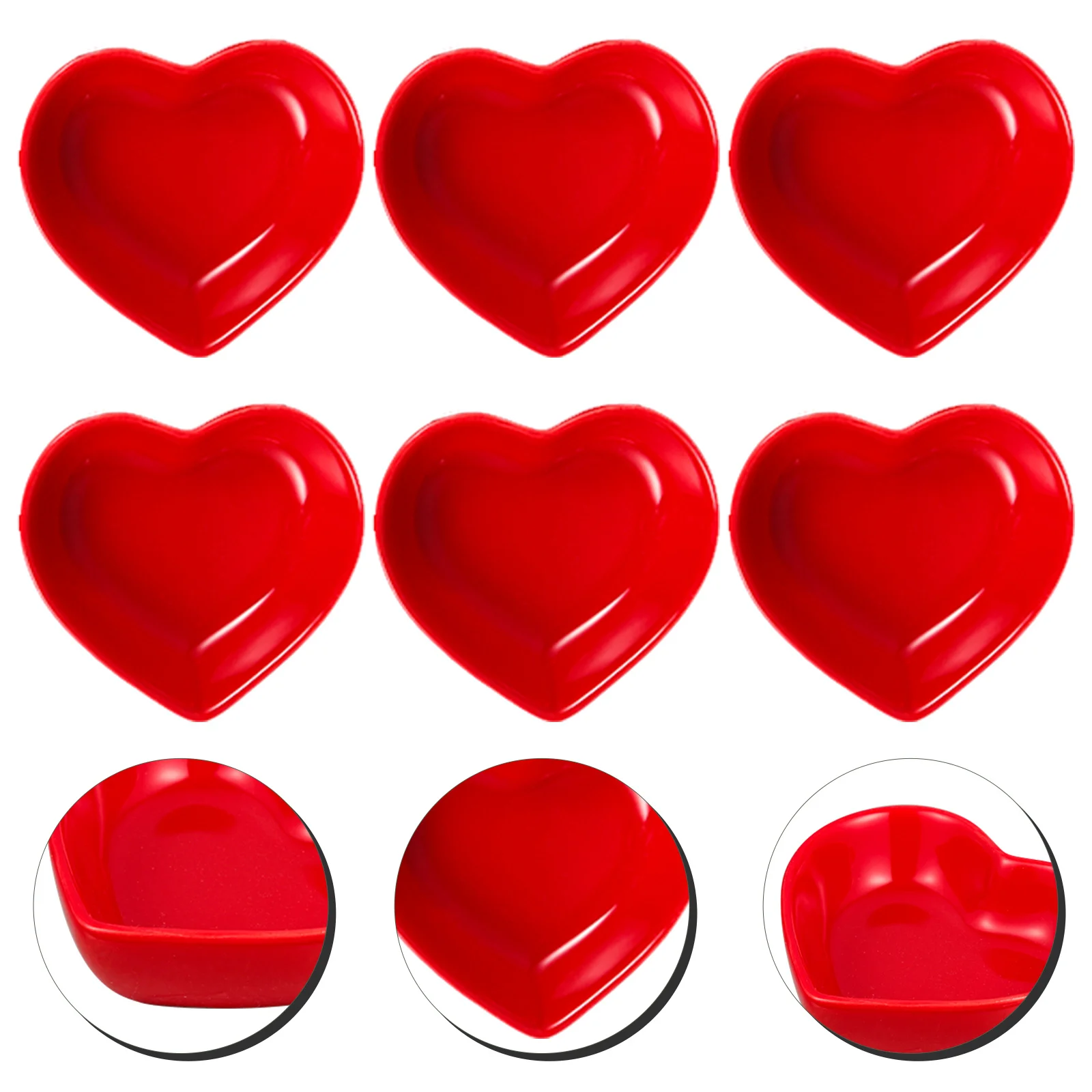 

6 шт., набор блюд для приправ в форме сердца, яркие цвета, термостойкие маленькие тарелки для соуса, миски для закусок, соусов, приправы