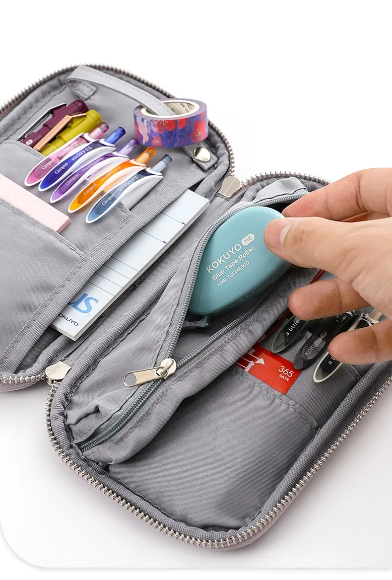 Kokuyo Cord-Pfannenetui, flach, offen, mit mehreren Taschen, Stifte, Bleistiftbeutel, Aufbewahrungstasche, Handtasche F7025 – Detail 5