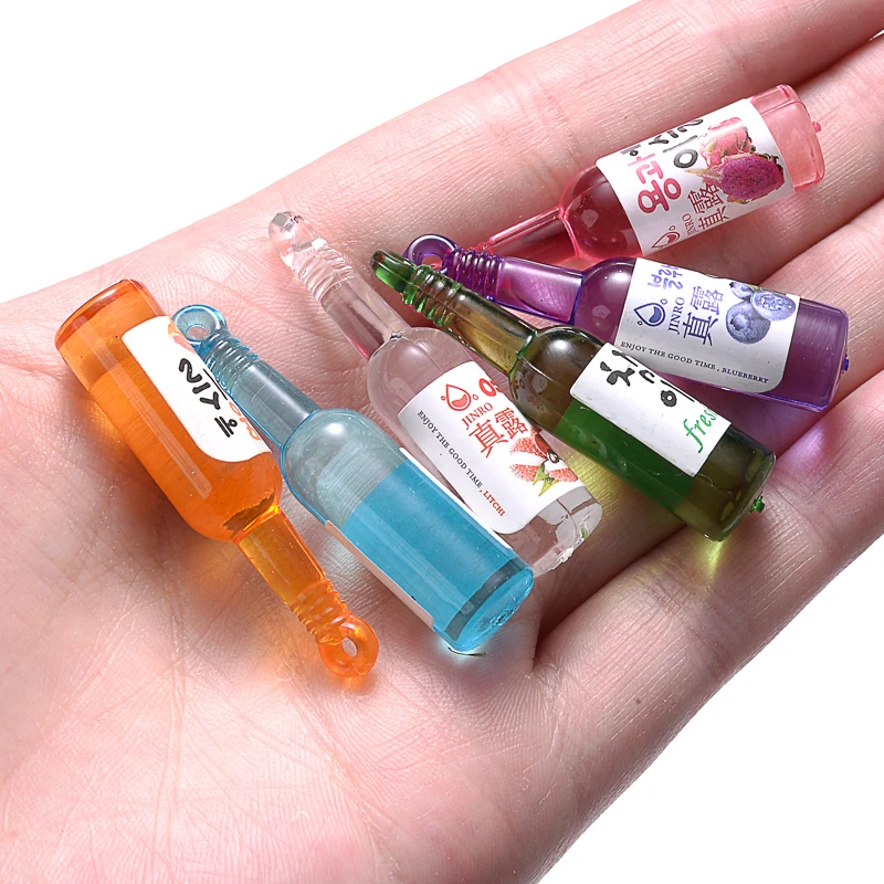 10Pcs/Lot 9x40mm Glass Bottle Pendant 8 Color Glass Jinro Sake  Bottle Pendant DIY Findings Necklace Bracelet For Jewelry Making