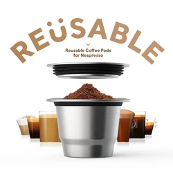 For Nespresso Reusable Coffee Capsule Stainless Steel Crema Espresso Refillable Filters Pod Fit Inissia Pixie Essenza Mini Maker