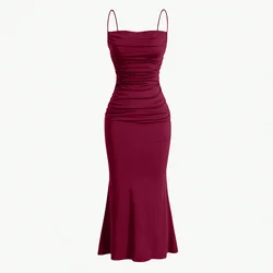 Mia Muse Women's Party Dresses Maxi Spaghetti Strap Elegant Slim Evening Wedding Guest Multi-Color Summer Milkmaid Dresses