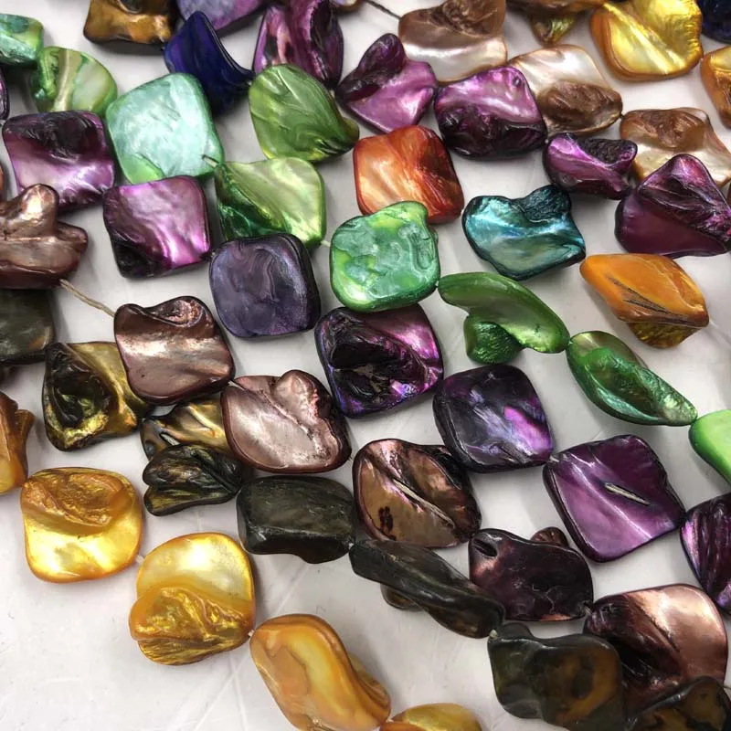 ELEISPL Wholesale 15 Strands 15-17mm Baroque Shell Beads Mixed Colours  #22010336