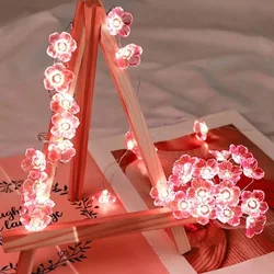 1PC 10/20/30 LED Cherry Blossom Fairy Lights Pink Flower Atmosphere String Lamp Battery Operated Outdoor Indoor Decorative