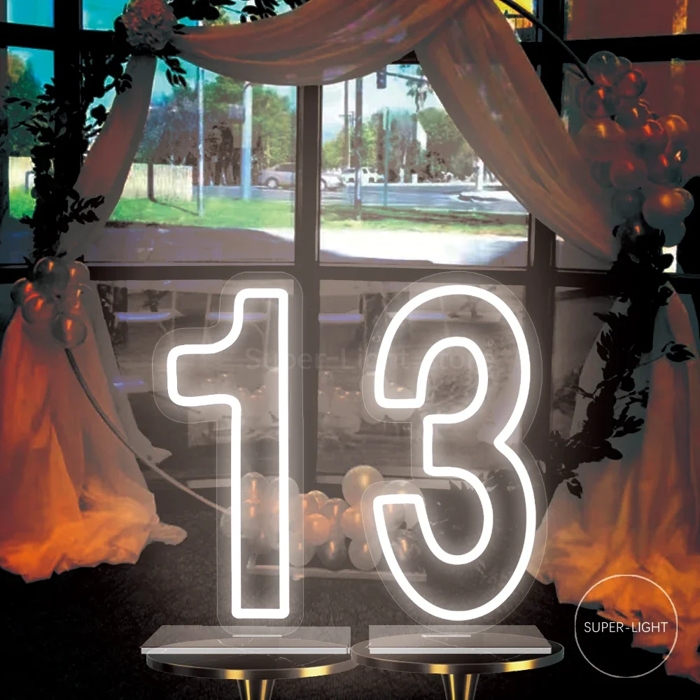 Custom LED Number 0 1 2 3 4 5 6 7 8 9 Signs 50x25cm Light Up Birthday Wedding Party Decor First Birthday Numbers Lamp Kids Gift