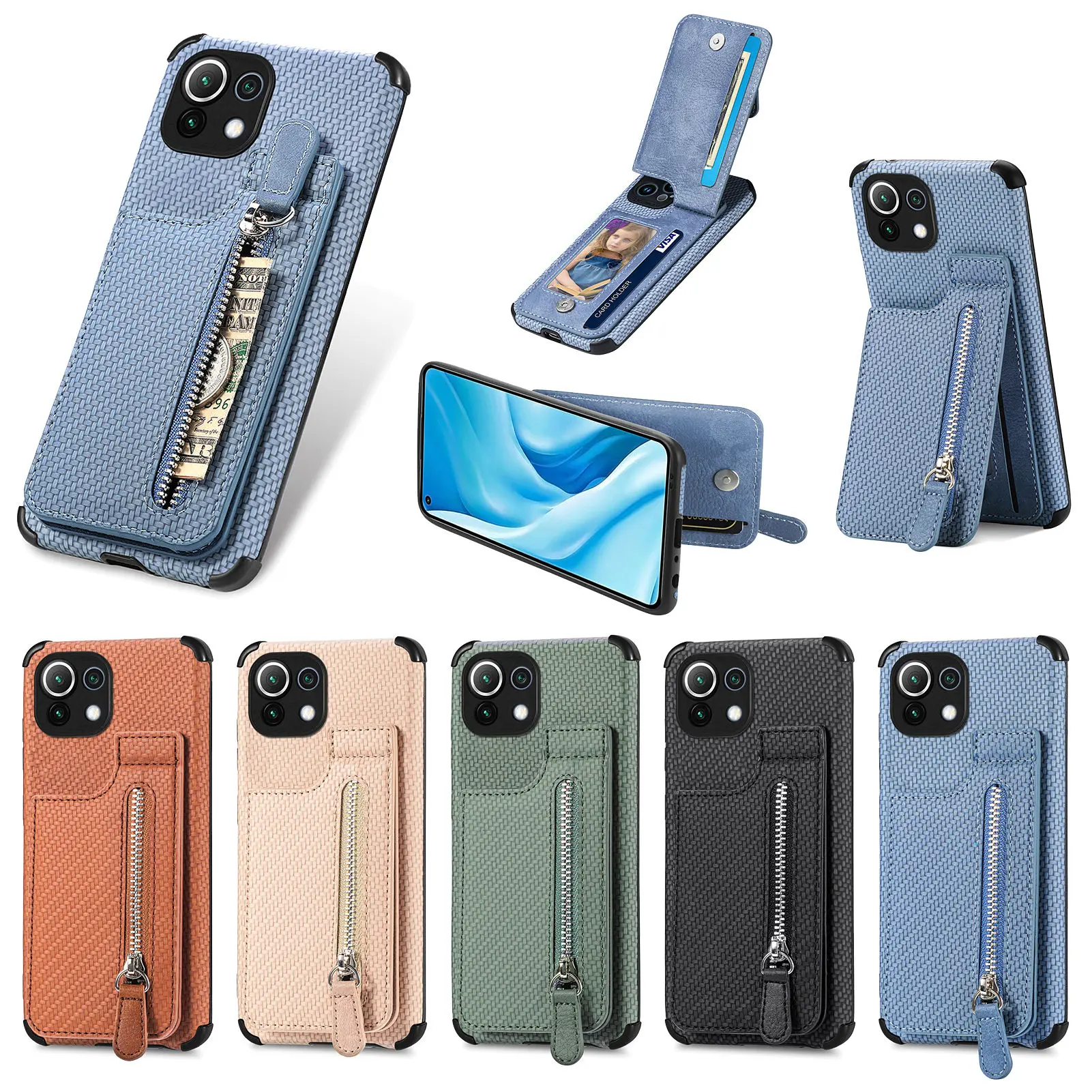 

Fiber Pattern Soft TPU Case For Xiaomi Redmi Note 11 10 Pro 11S 10S Mi 11i 10T Lite 12S 12X 12T 11T Poco X3 F3 Card Holder Cover