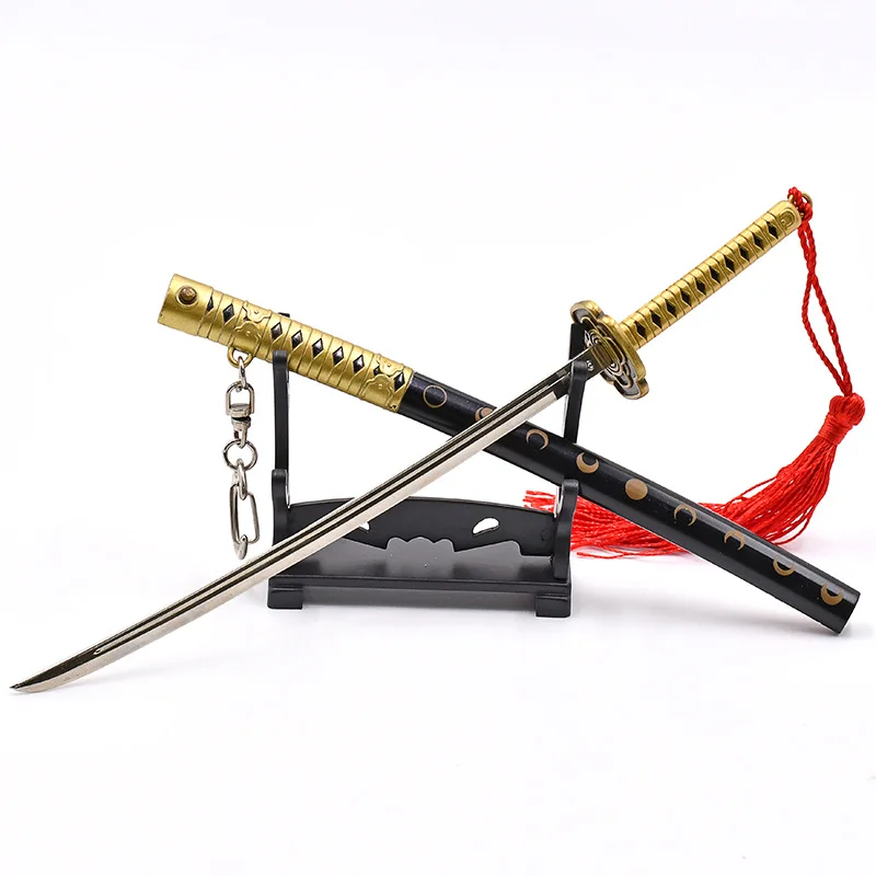 22cm Touken Ranbu Mikazuki Munechika Sword Game Peripheral Metal Springing Samurai Sword Katana Weapon Model Keychain Gift Toys