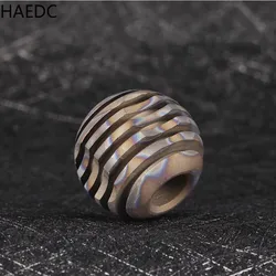 HAEDC Flame Pattern Titanium Alloy Beads Ball Shape Paracord Pendant Bead Car Keychain Accessories