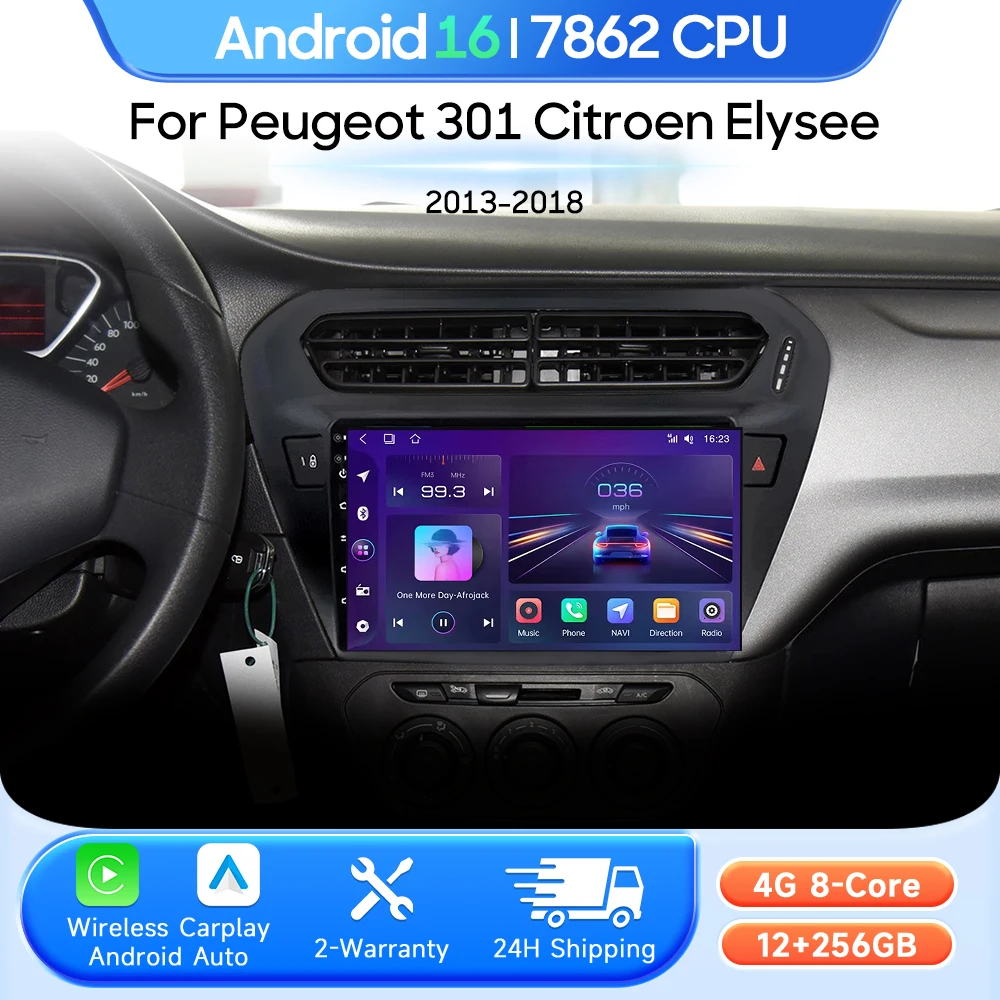 Car Multimedia Player For Peugeot 301 Citroen Elysee 2013 - 2018 Android 16 Radio Carplay Auto 2din GPS Navigation Stereo Video