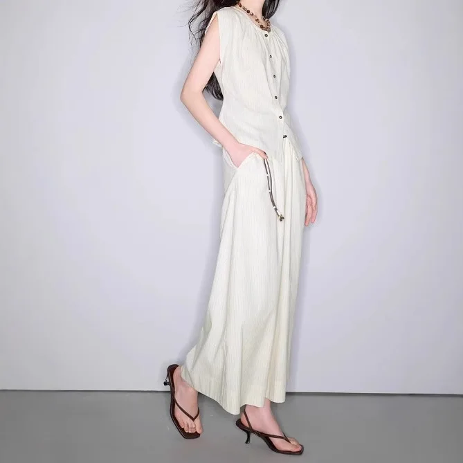 2025年夏新作 白ストライプスーツ トップス スカート ツーピース 通勤