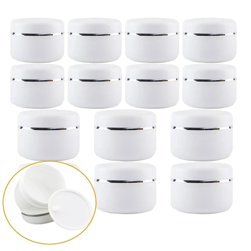 50Pcs/Pack Refillable Bottles 50g 100g Travel Face Cream Lotion Jars for Cosmetic Container Plastic White Empty Makeup Jar Pot