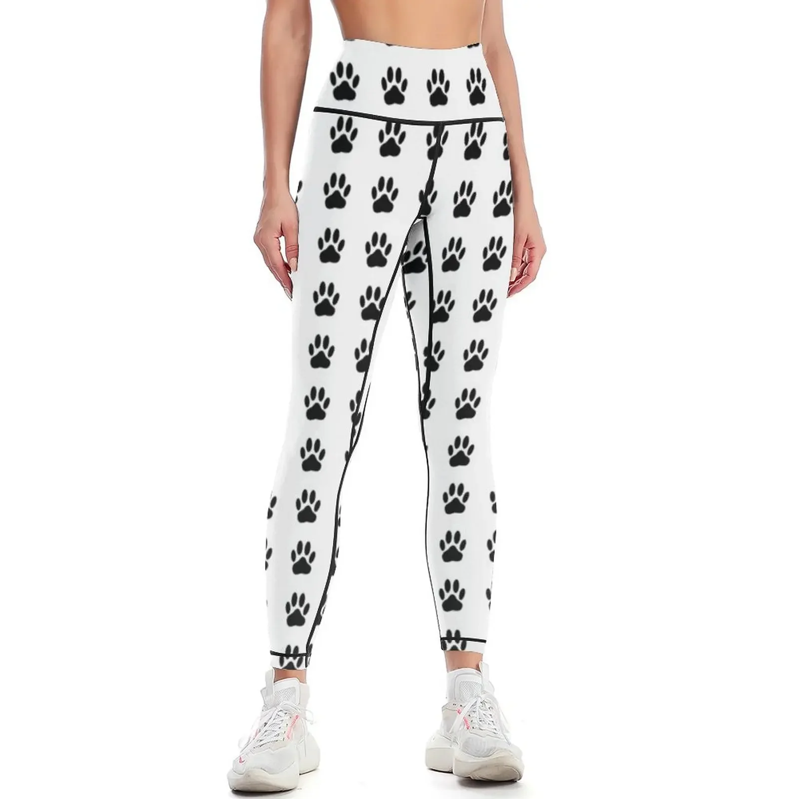 Black Dog Paw Print Leggings Sportswear woman gym harem pants Womens Leggings