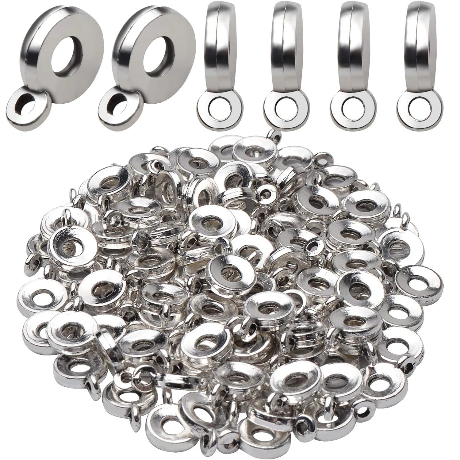 

100pcs Bail Beads Connector Bail Bead Spacer Bail Tube Beads Charms for Bracelet Necklace Pendant Crafts Jewelry Making Supplies