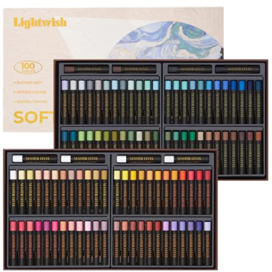 

Professional Oil Pastels, 100 Vibrant Colors Plus 4 White, Set of 104, Creamy and Pigmented Artist Soft Oil Pastels for Blendin