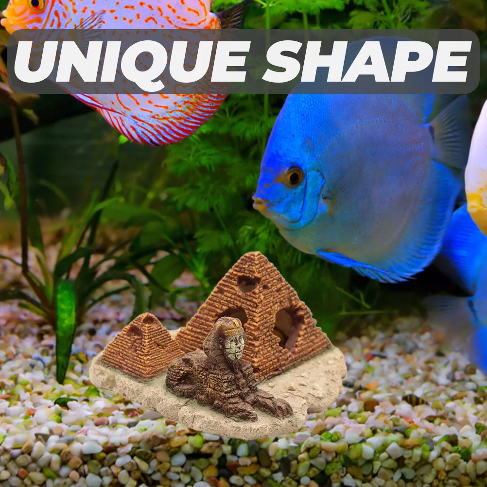 

Pyramid Shaped Resin Aquarium Ornament Fish Tank Decoration Natural Fish Shelter Cave Safe Underwater Hideaway