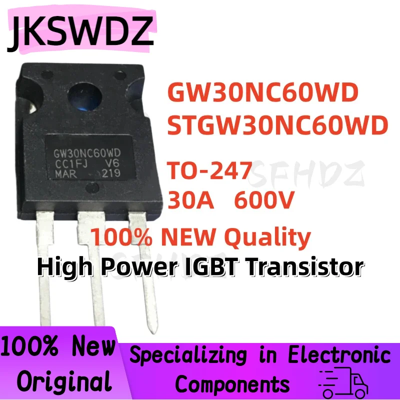 

100% NEW High Quality 5/10/20PCS STGW30NC60WD GW30NC60WD TO-247 30A 600V High Power IGBT Transistor