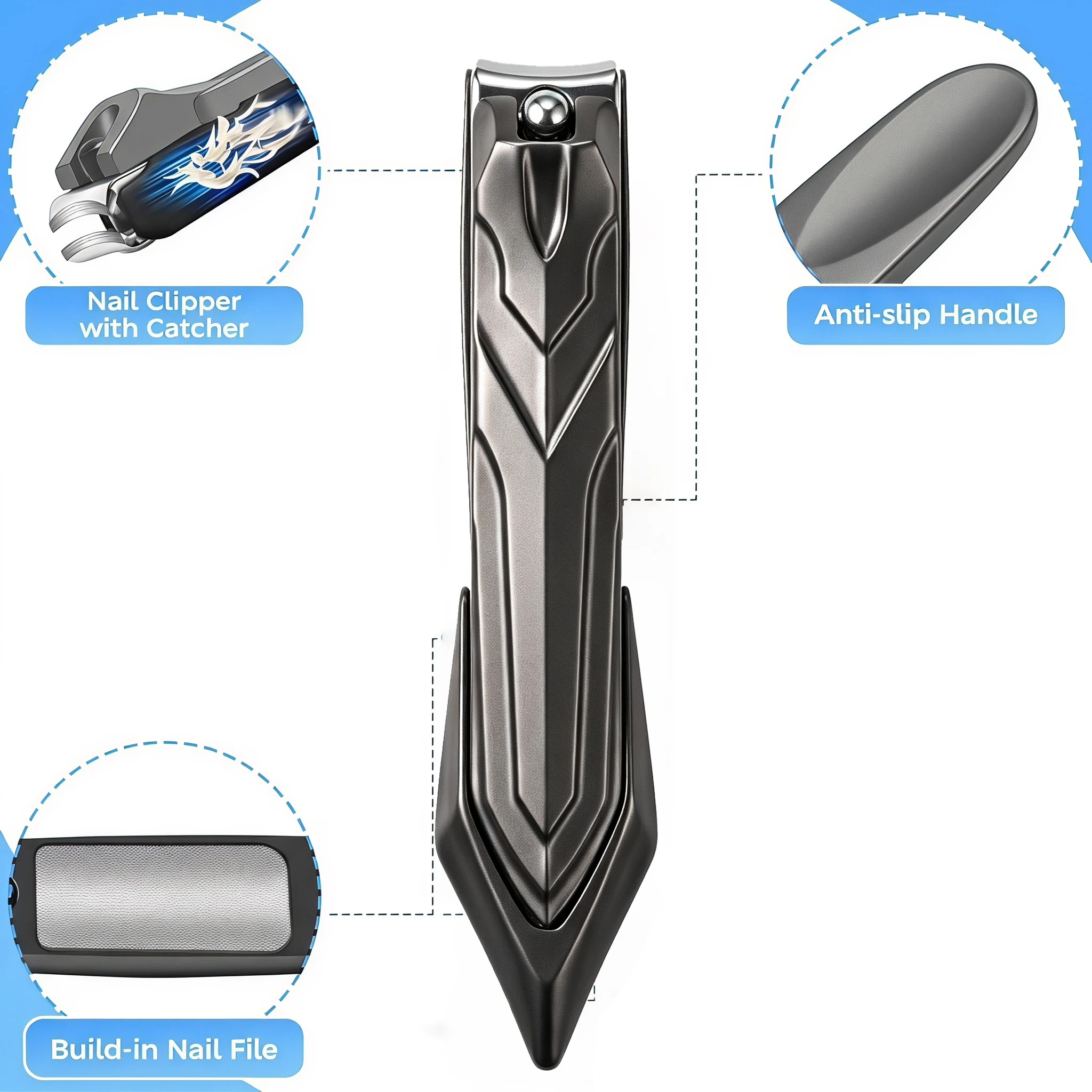 Ouriner Mecha Style Anti Splash Nail Clipper Stainless Steel Foldable Nail File Portable Kraft Tube Manicure Nail Care Kit