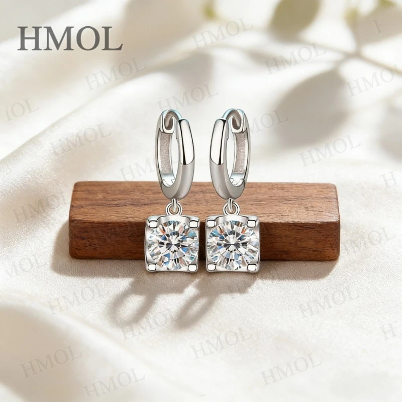 D الأبيض مويسانيتي أقراط مستديرة الذهب الأبيض خيارات الذهب الأصفر بسيطة المجوهرات اليومية هدية لعيد ميلادها