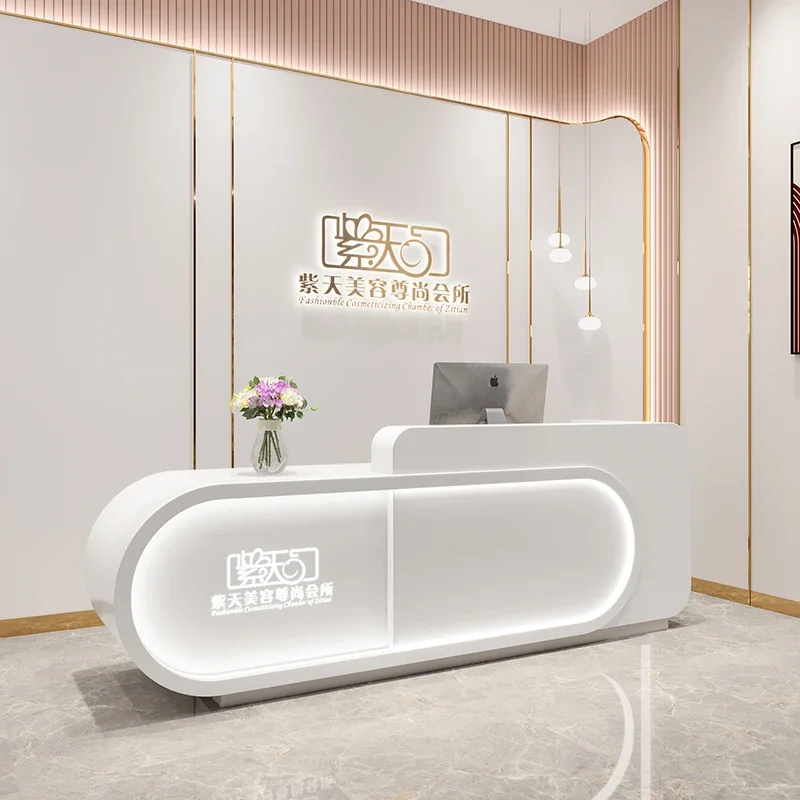 

Led Cash Counter Black Reception Desk Mirror Center Table White Salon Pulpitos Wooden Churches Shop Bureau Meuble Front Clothes