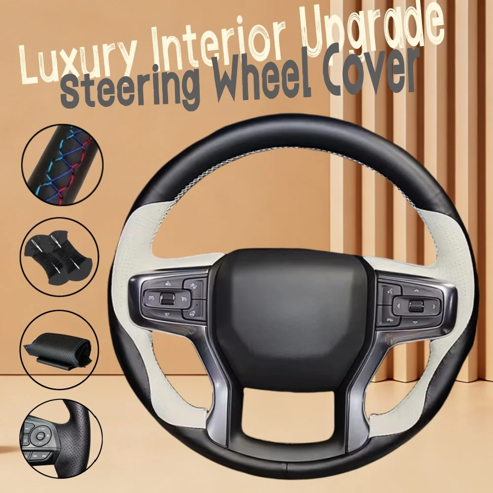 

Customiz Non-Slip Microfiber Leather DIY Car Steering Wheel Cover Silverado 3500HD Steering Wrap Cover For Chevrolet Blazer