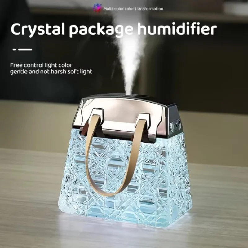 Crystal Bag Air Humidifier 300ML USB Rechargeable Aroma Diffuser Essential Oils Color Lights Mist Sprayer for Home Bedroom Gift
