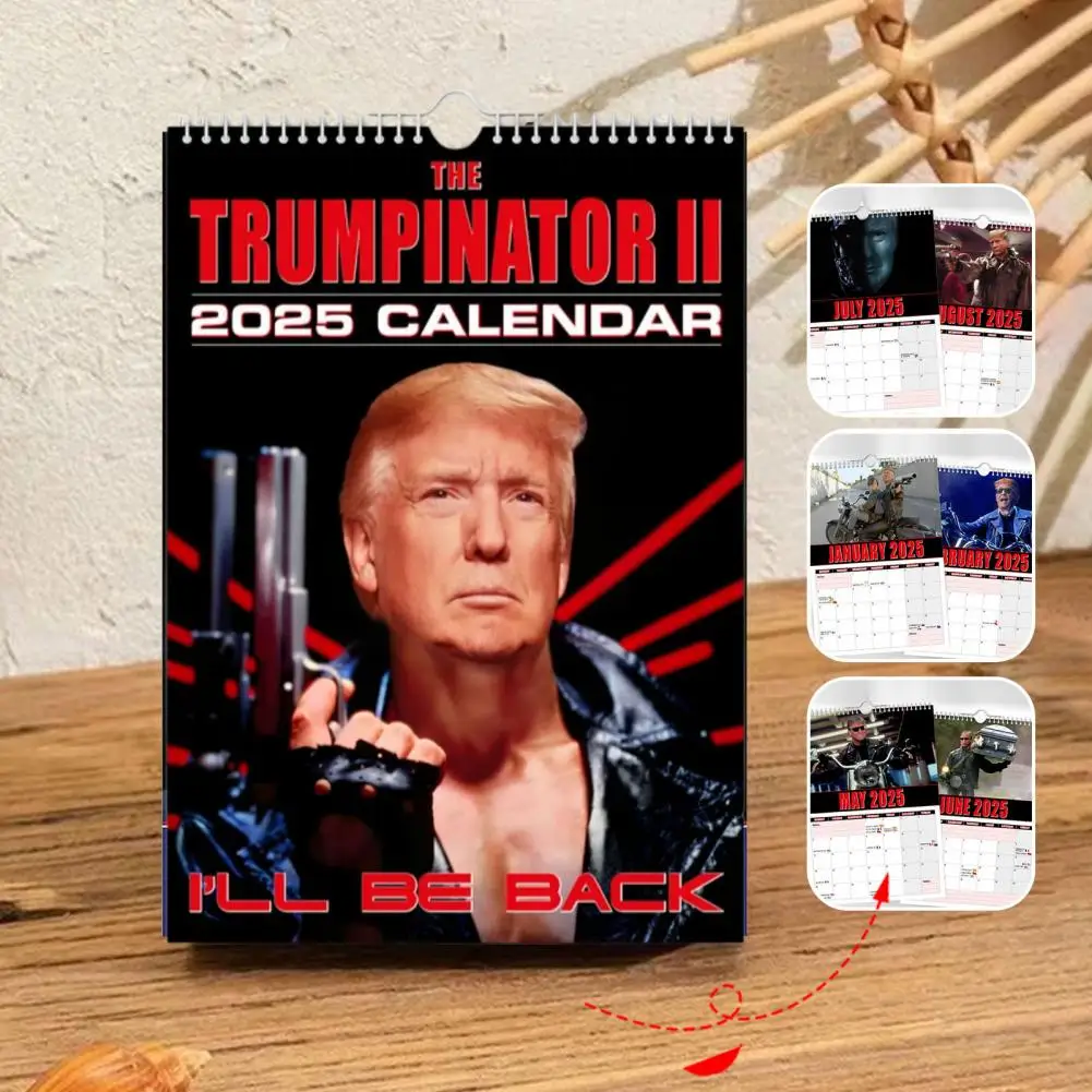 Calendario de pared 2025 Tarjeta premium Calendario de pared Trumpinator 2025 Planificador de 12 meses para organización de la oficina en el hogar Diseño caprichoso