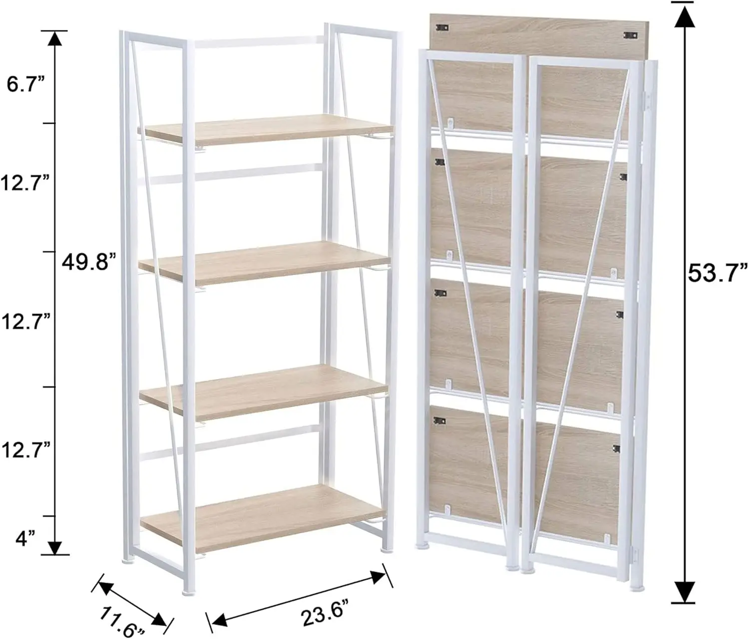 Étagères de rangement pliantes sans assemblage, étagère multifonctionnelle vintage, support pour plantes et fleurs, bibliothèque T1, 4 niveaux