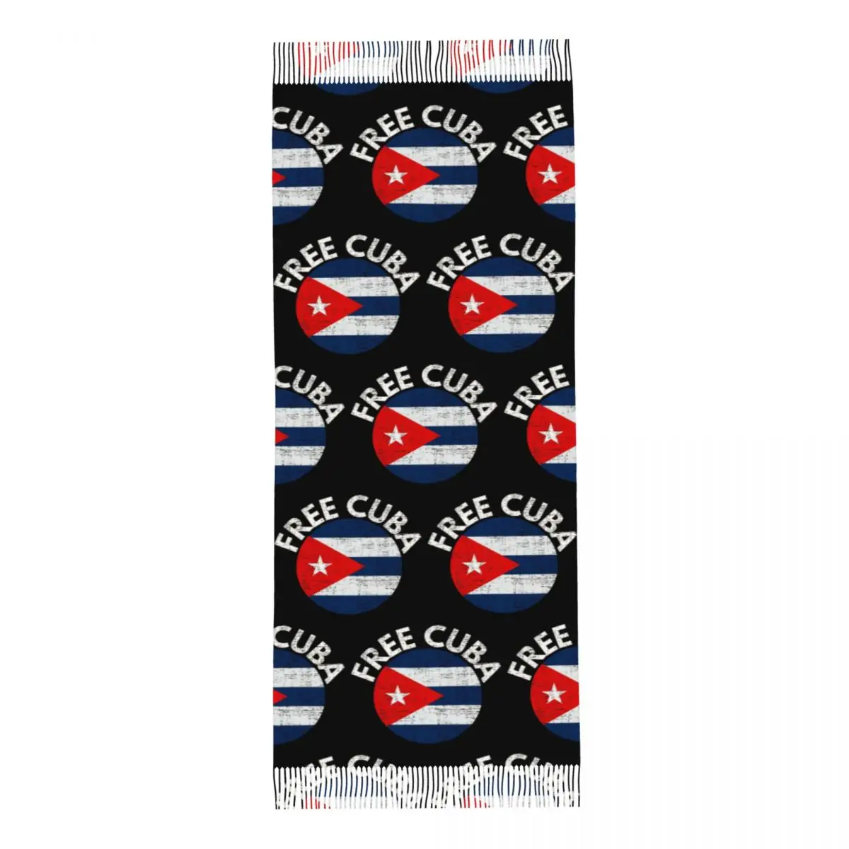 Cuban Cuba Country Flag Scarf Tassel Scarves for Women Soft Warm Shawls and Wraps Long Fall Winter Shawl Wrap