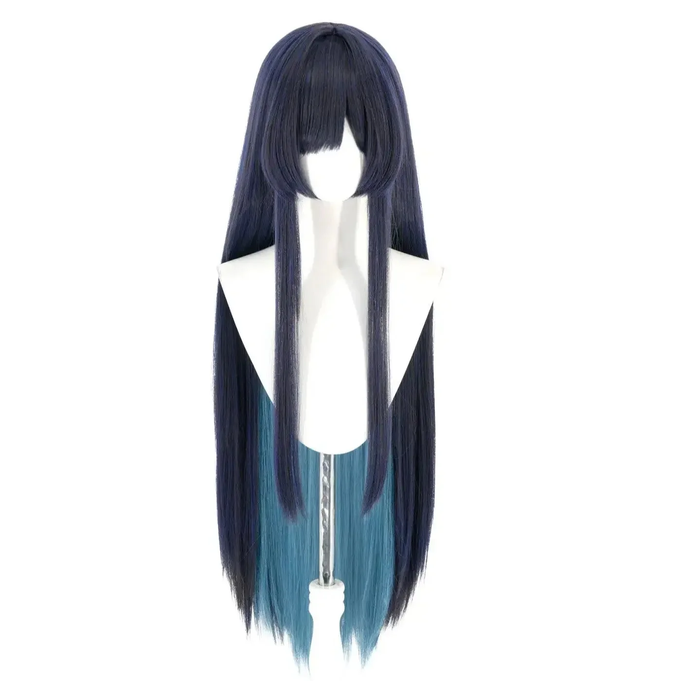 ADO Cosplay Wig HSIU 100Cm Blue-purple Mixed With Green-gray Long Hair Heat Resistant Wig+Wig Cap