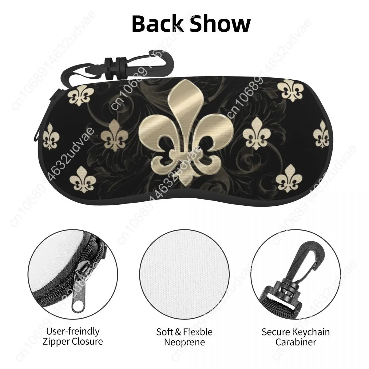 Fleur De Lys Sunglasses Soft Case Neoprene Zipper Lily Flower Shell Eyeglass Case Custom Protective Box For Glasses