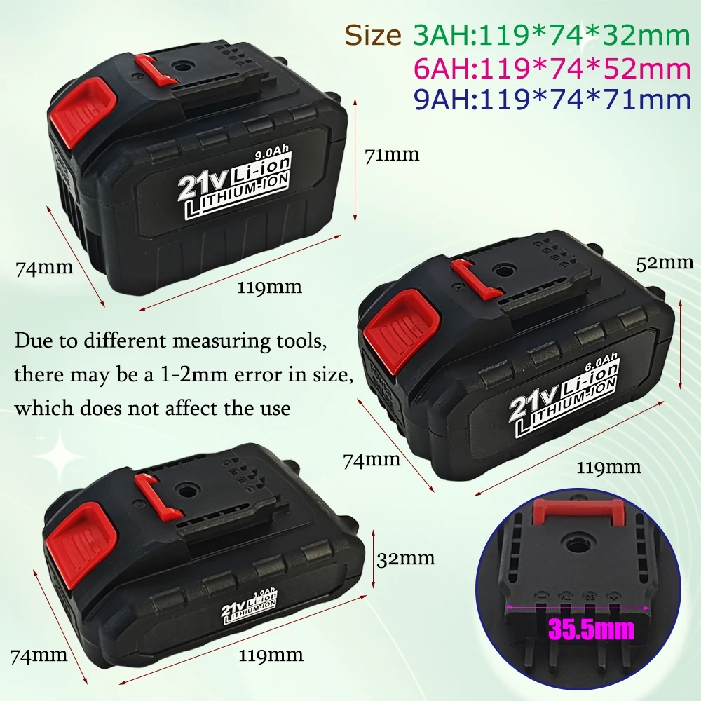 21V 3000/6000/9000mAh Rechargeable Battery Lithium Ion Battery High Capacity for Worx Electric Power Tool Battery