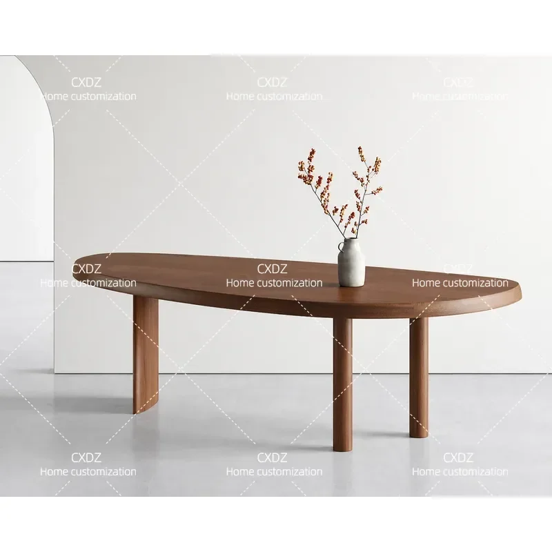Solid Wood Oval Dining Table Simple Log Long Computer Desk Office Conference Meeting Table Modern Furniture Home
