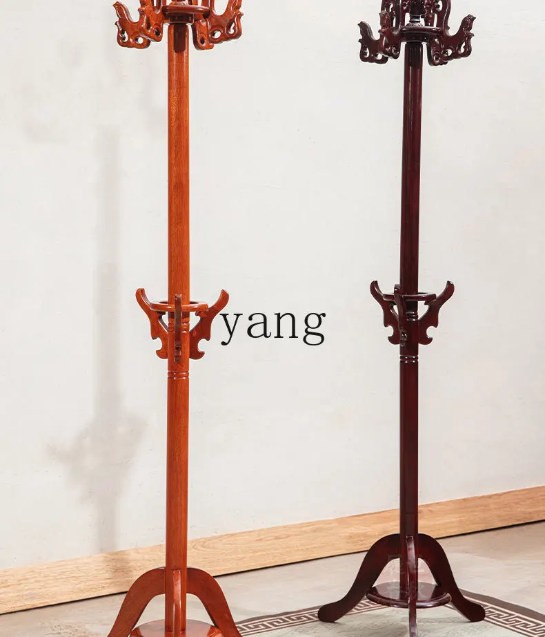 LTT Solid Wood Single Rod Firm Mahogany Chinese Bedroom Home Hanging Coat Rack
