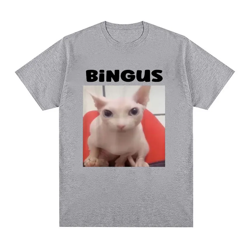 Bingus Meme Funny Cute Cat Graphic T-Shirt for Men Women Fashion Casual Oversized T-shirts 100% Cotton Short Sleeve T Shirt Tops