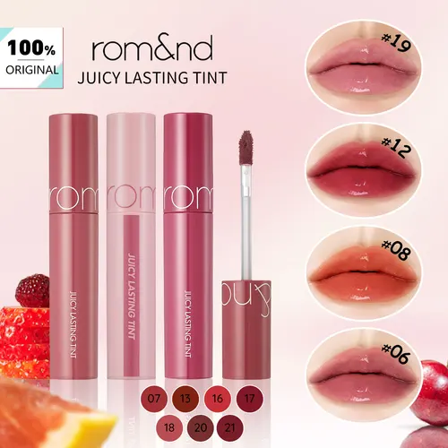 Rom&nd JUICY LASTING TINT-11 tonos, textura brillante jugosa, hidratante no pegajoso, mancha duradera, fiesta, belleza K, maquillaje coreano