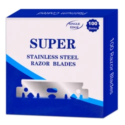 100Pcs Single-Sided Razor Blades Men's Safety Shaver Stainless Steel Manual Razor Blade Shaving Supplies Barbershop Tool