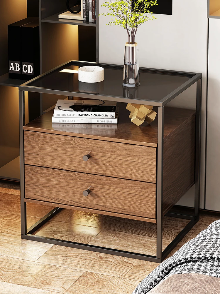 

Bedside table Household bedroom Simple modern glass Bedside small side table