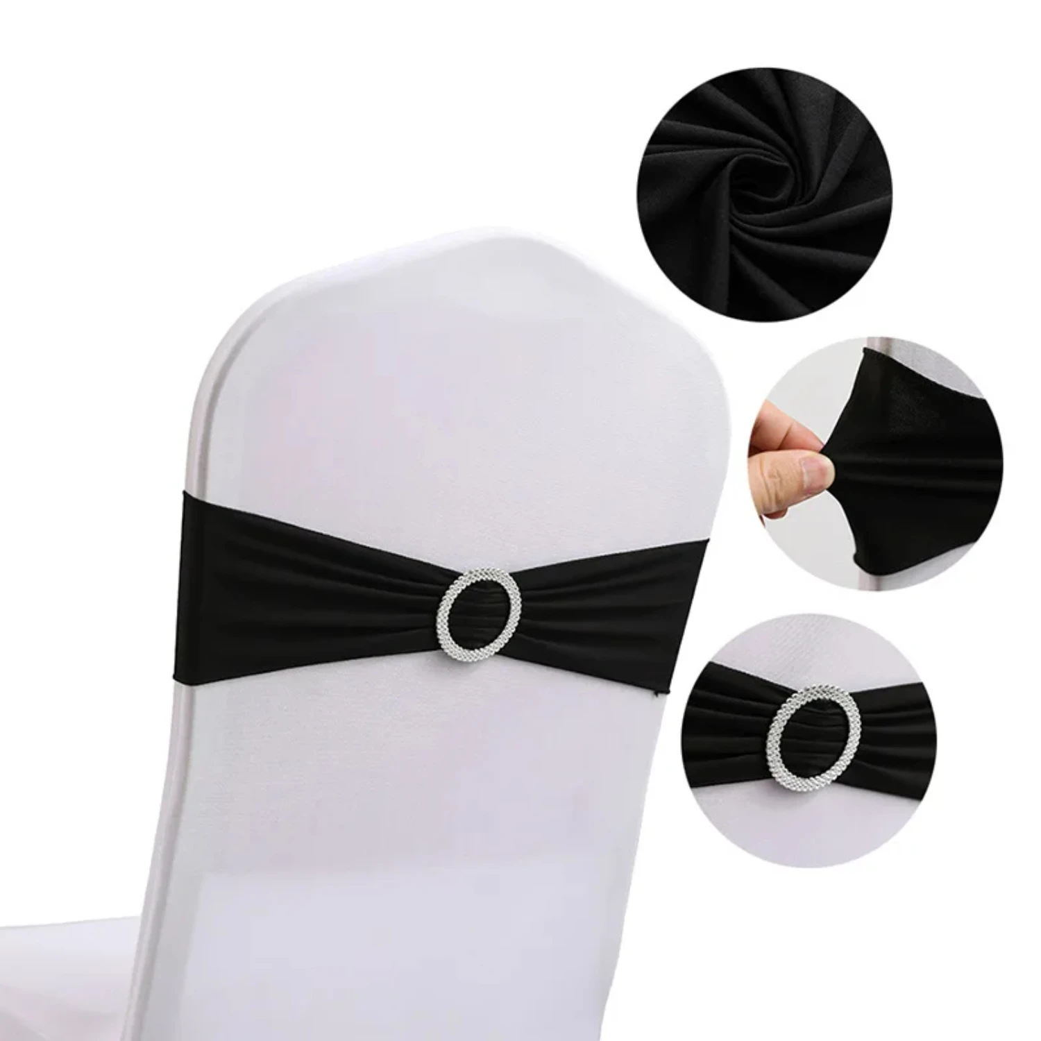 10pcs Spandex Chair Bands Wedding Chair Sashes With Buckle Stretch Bow Multifunctions  Hotel Party Banquet Event Decorations