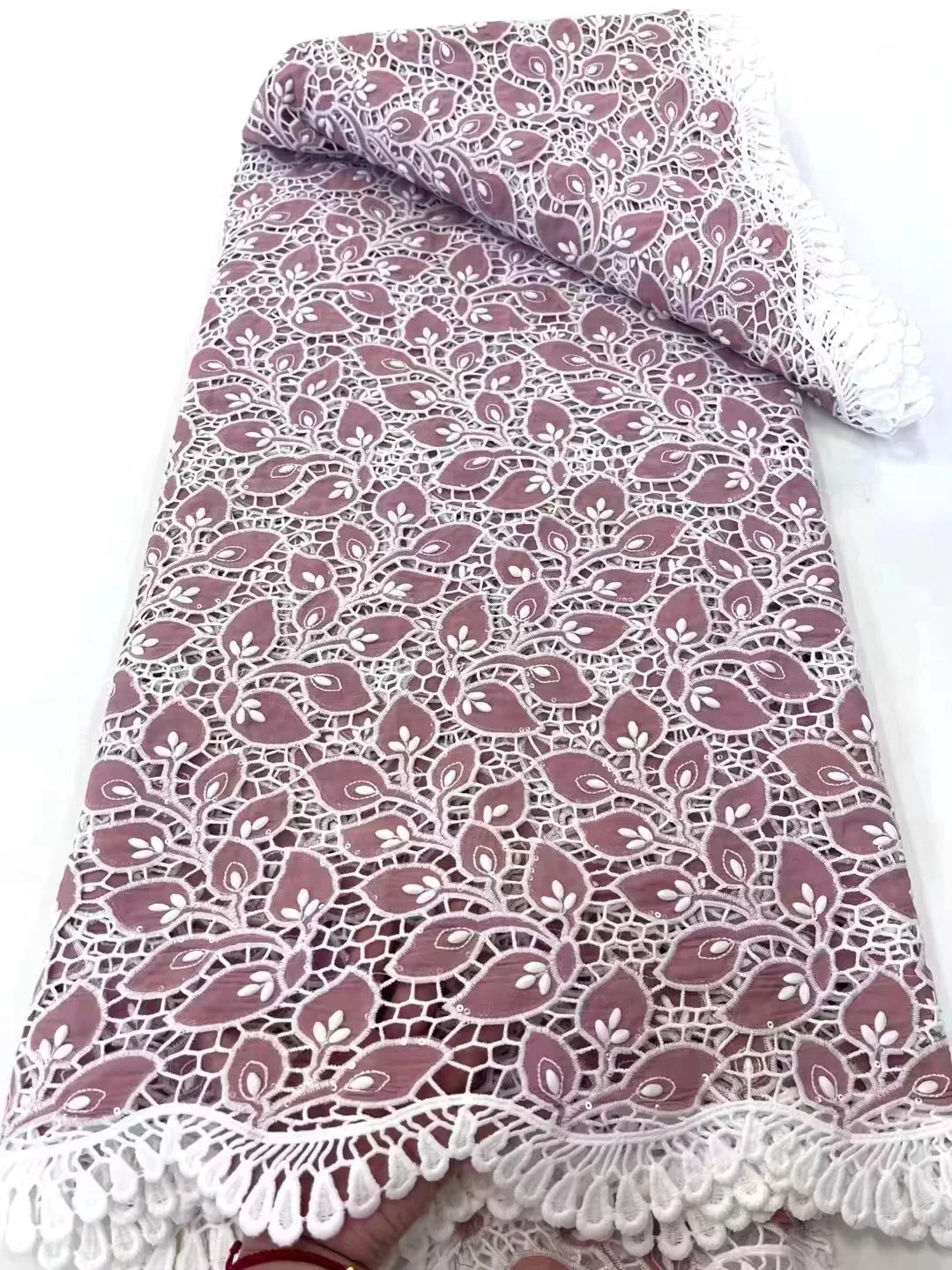 Fashion Swiss Soft Embroidered  Guipure Voile Lace 5 Yards African Traditional Cupion Inspired Fabric Sewing Garment Dress