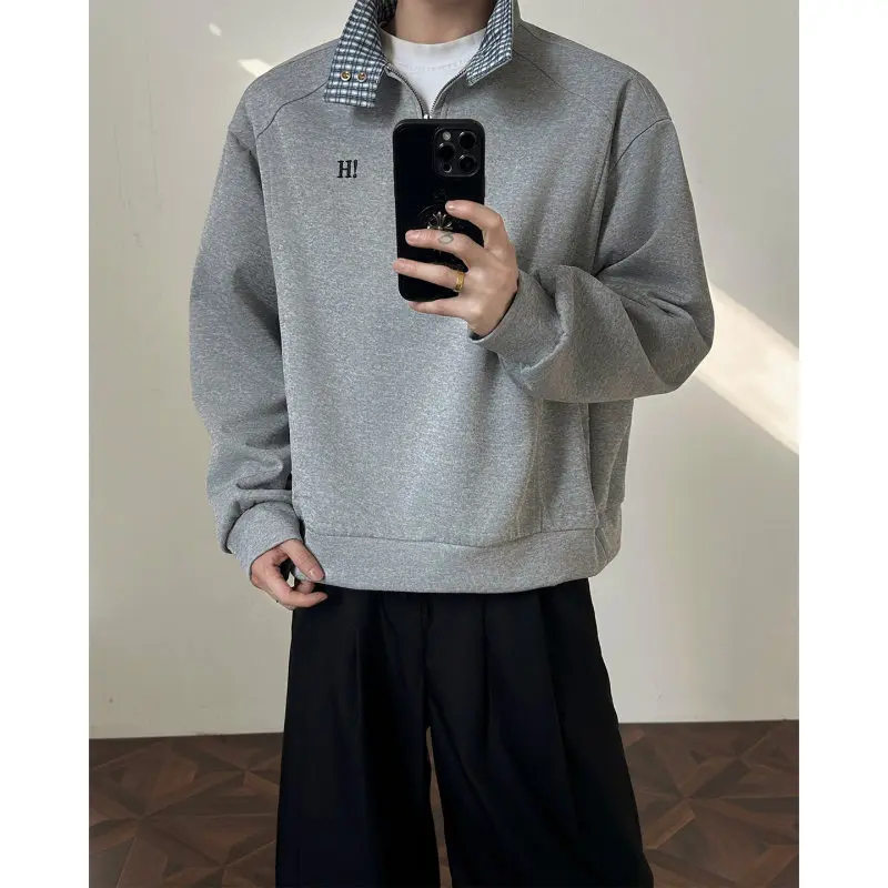 

American Style Cleanfit Men's Half Zipper High Collar Sport Sweatshirt Trendy Couple's Outerwear Half High Collar Shirt