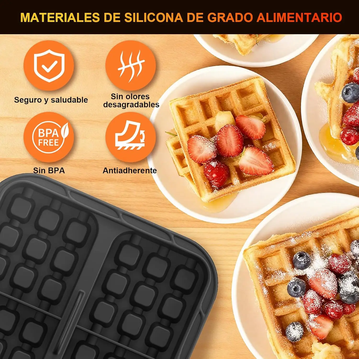 Square 23cm Silicone Waffle Mold for Air Fryer, Air Fryer Basket,Grill Rack Accessories for 5-8L ecotec COSORI 5.5L 6L, Phi s 6.