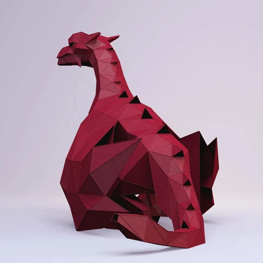 Modelo de papel grande de dragón de 45cm, animales míticos, utilería de película, decoración del hogar, sala de estar, pasillo, adorno, artesanía en 3D, juguete hecho a mano